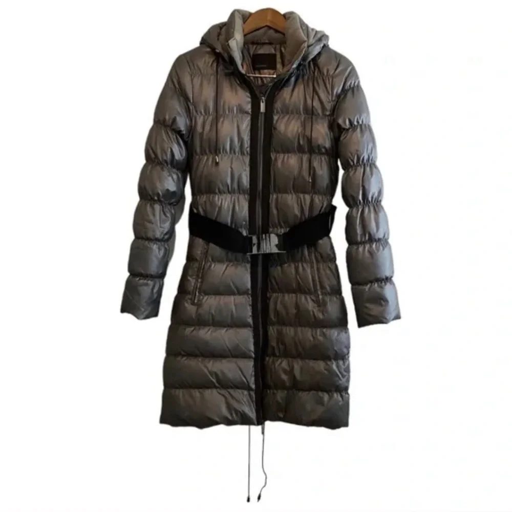 Vero Moda Iman 3/4 Puffer Thick Comfy Belted Hooded Winter Jacket Coat Grey - Picture 1 of 15